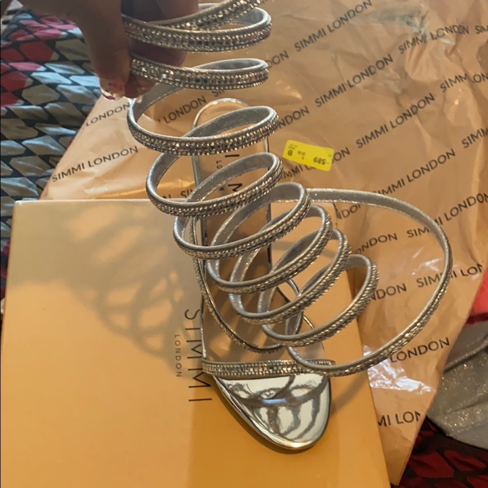 Spiral thigh high diamond heels